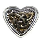 Heart with Gold & Silver Celtic Knot Heart European Bead Charm, Pandora Bead and Bracelet Compatible