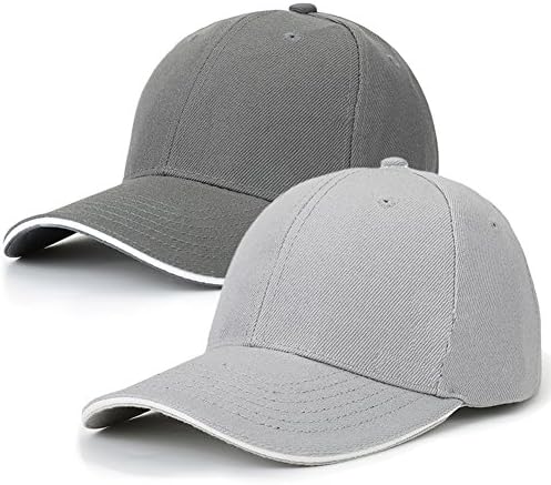 Pack of 2, Unisex Solid Color Men Women Sporty Cotton Cap Adjustable Plain Hat