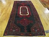 IMAGE OF 4'3 x 9'11 Navy Blue Persian Hand Knotted Wool Sirjan Runner Rug