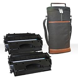 Compatible HP CE505X Toner Cartridge 2-Pack With Free Wine Travel Carrier - For Use With HP LaserJet P2055d, P2055dn