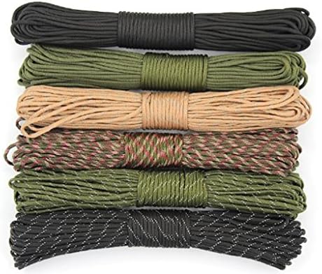 feelto@ 15M Military 550 Camouflage Paracord 7 Strand 4mm Parachute Cord for Camping Climbing EDC Outdoor Tent Rope Survival Equipment (Desert Camouflage)