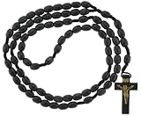 Black Wood Rosary with 10x8mm Oval Beads - 26in. Rosary Necklace - 31in. Overall Length