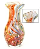 100% Handcraft Murano Glass Art Glass Vase Mouth Blown Art Rainbow Swirl Sprial VaseApp. Dimens