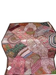 Decorative India Beaded Wall Hanging Tapestry Throw Brown Pink Final Sale