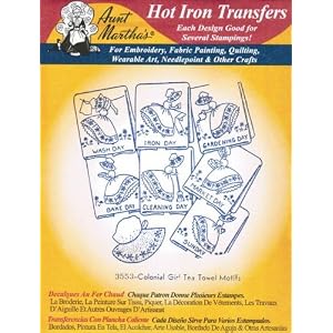 Colonial-Girl-Tea-Towel-Motifs-Aunt-Martha-s-Hot-Iron-Embroidery-Transfer