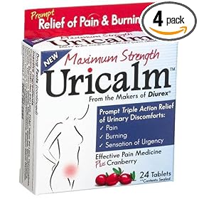 Uricalm Effective Pain Medicine Plus Cranberry, 24 Tablets (Pack of 4)