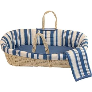 Tadpoles Harbor Stripe Moses Basket Set