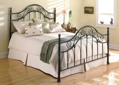 Kitchen: Kensington Dusty Silver Gray Finish Queen Size Iron Metal Bed