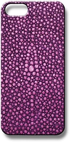 Iphone 5s Purple Embossed Stingray Case 100 % Authentic Leather Handmade Premium Slim Case smooth touch