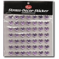 49 selbstklebende Glitzersteine - gebogene Herzen - 10 mm hoch