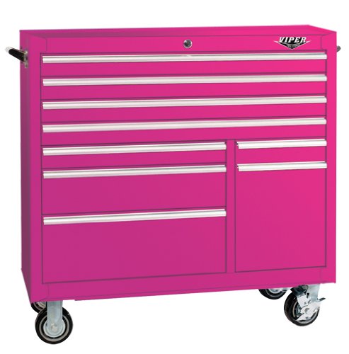 Images for The Original Pink Box PB4109R 41-Inch 9-Drawer 18G Steel Rolling Tool Cabinet, Pink