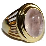 Art Deco Rose Quartz Gold Plated Ring #6.5