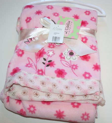 2 Carlas Pink Flower Baby/Infant Blanket 30 x 36