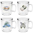 Garden Set (Assorted) 12 oz Insulated Coffee Mug Set, Clear (4 designs)