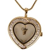 Colibri Heart Pendent CZ Stones Watch Locket With Chain Keepsake Box PWD020003