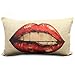 Ojia Cotton Linen Decorative Throw Pillow Cover Cushion Case, Sexy Red Lips