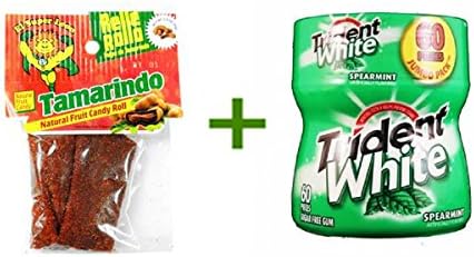 EL SUPER LEON PEG RELLE ROLO TAMARINDO 12/2.5oz, (2 PACK), TRIDENT WHITE GUM SPEARMINT - Bottle 1/60pcs