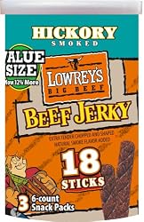 Lowrey's Beef Jerky, Hickory Smoked, 18-Count Sticks (Pack of 8)