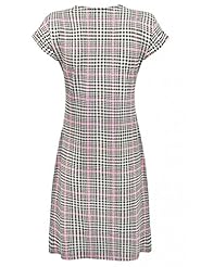 A-line Elastane/Viscose Short Sleeves Checkered Print Tunic 
