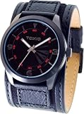 Mens Black Wide Leather Cuff Fashion Watches by Toxic TXL-30040-P-RL
