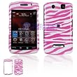 Pink and White Zebra Animal Skin Design Snap-On Cover Hard Case Cell Phone Protector for BlackBerry 9500 Storm 9530 Thunder [Beyond Cell Packaging]