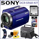 Sony DCRSR68 DCR-SR68 80GB Hard Disk Drive Handycam® Camcorder with 60x Optical Zoom and 2.7-inch Widescreen LCD in Blue + 8GB Accessory Kit