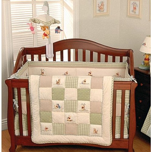 Patchwork Pooh 4 Piece Crib Bedding Set