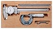 Mitutoyo 950-903, Tool Kit, 0-1" X .0001" Friction Thimble Micrometer, 6" X .001" X .100"/Rev. Dial Caliper, 6"(3R) Satin Chrome Scale, In Mahogany Case