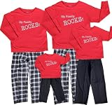 My Family Rocks! Matching Long Sleeve Winter Flannel Clothing for Adults with alike Long Playwear Sets for Children