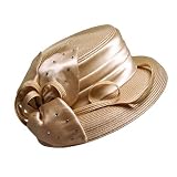 TAN FANCY KENTUCKY DERBY CHURCH HAT WITH SATIN LEAVES