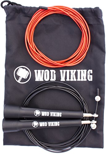 Crossfit Adjustable Speed Jump Rope With Ball Bearing Handles - For Double Unders, Strength, Boxing, MMA Training & Fitness - Men & Women - Replacement Cable & Carrying Bag - 10 ft Jump Rope