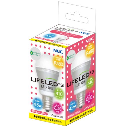 NECライティング LIFELED´S LED電球(E17口金・一般電球形・4.5W・410ルーメン・電球色相当) LDA5L-H-E17
