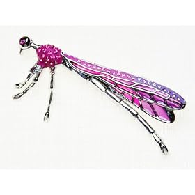 Pink Adult Damselfly Swarovski Rhinestone Pin Brooch