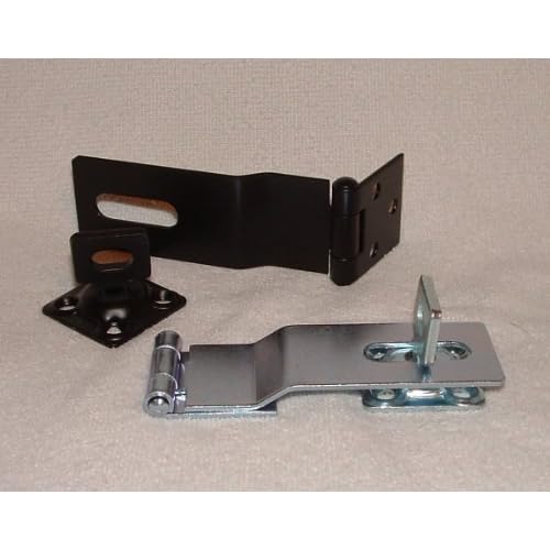 Black Security Door Hasp 41/2" Heavy Duty Shed Door Lock Hinged Hasp