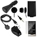 GTMax USB Rapid Car Charger + USB Home Travel Charger + USB Data Cable + LCD Screen Protector + Black Leather Flip CoverCase + Black Soft Gel Earbud Headset for Microsoft Zune HD