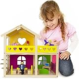 Wooden Wonders Cozy Cottage Dollhouse with 10 Pieces of Furniture and 3 Dolls by Imagination Generation