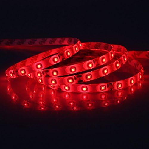 NEWSTYLE 5M 16.4 Feet 3528 IP65 RED 300LEDs LED Strip Light, Waterproof LED Flexible Light Strip 12V with 300 SMD LED with Free DC Connector