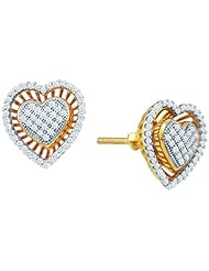 10KT Yellow Gold 0.30 CTW Diamond Micro Pave HEART Earring