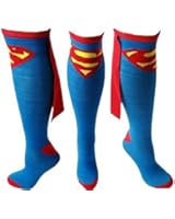 Superman Logo DC Comics Superhero Cape Knee High Socks, Blue, One Size