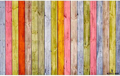 5x6.5ft Photography Background Baby Seamless Waterproof Vinyl Backdrop for Photography Rainbow Wood Board for Kids