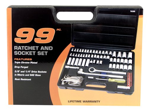 Great Neck TK99   99 Piece Ratchet and Socket set, 1/4 and 3/8 Drive