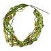 Emerald and Bronze Colored Multistrand Beaded Collar Necklace