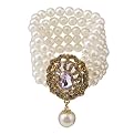 Faceted Stone Top Beaded Stretch Bracelet - White