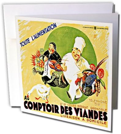 BLN Vintage Food and Drink Labels and Posters - Vintage Toute L Alimentation Livraison a Domicile Advertising Poster - 12 Greeting Cards with envelopes (gc_149316_2)