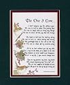 "The One I Love" Touching 8x10 Poem, Double-matted In Dark Green/Burgundy, And Enhanced With Watercolor Graphics.