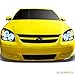 2005-2010 Chevy Cobalt Twin Halo LED Projector Headlights Black Head Lights Pair Left+Right 2006 2007 2008 2009