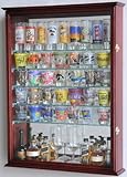 IMAGE OF Large Mirror Backed and 7 Glass Shelves Shot Glasses Display Case Holder Cabinet , Cherry