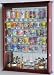 Large Mirror Backed and 7 Glass Shelves Shot Glasses Display Case Holder Cabinet , Cherry