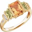 14K Yellow Gold Multiclor Gemstone Octagon Shape Diamond Ring