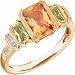 14K Yellow Gold Multiclor Gemstone Octagon Shape Diamond Ring